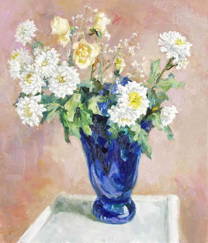 Flowers in the blue vase, 60x70, 2001.