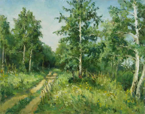 A path through the woods. 40x50, 2001. 